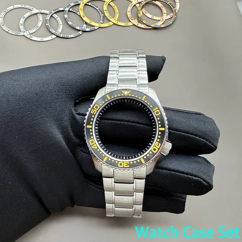 42mm SKX007 Watch case with strap Flat Sapphire Glass Fit for NH35 NH36 4R 6R 7S Movement 28.5mm Dial Customized Men Watch Case