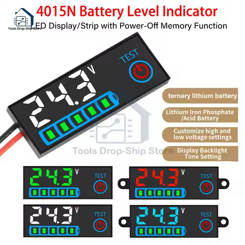DC7-55V Lithium Battery Level Indicator 3S-14S LED Digital Battery Tester Voltmeter Charging Indicator Smart Battery Monitor