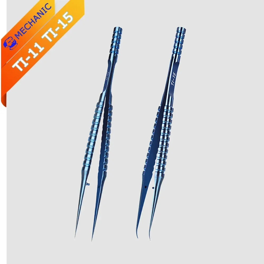 

Special Tip Tweezers MECHANIC TI-11 TI-15 Titanium Alloy Elbow Fine Point for DIY Pick Hairy Tool Phone Repair Flying Wire Clamp