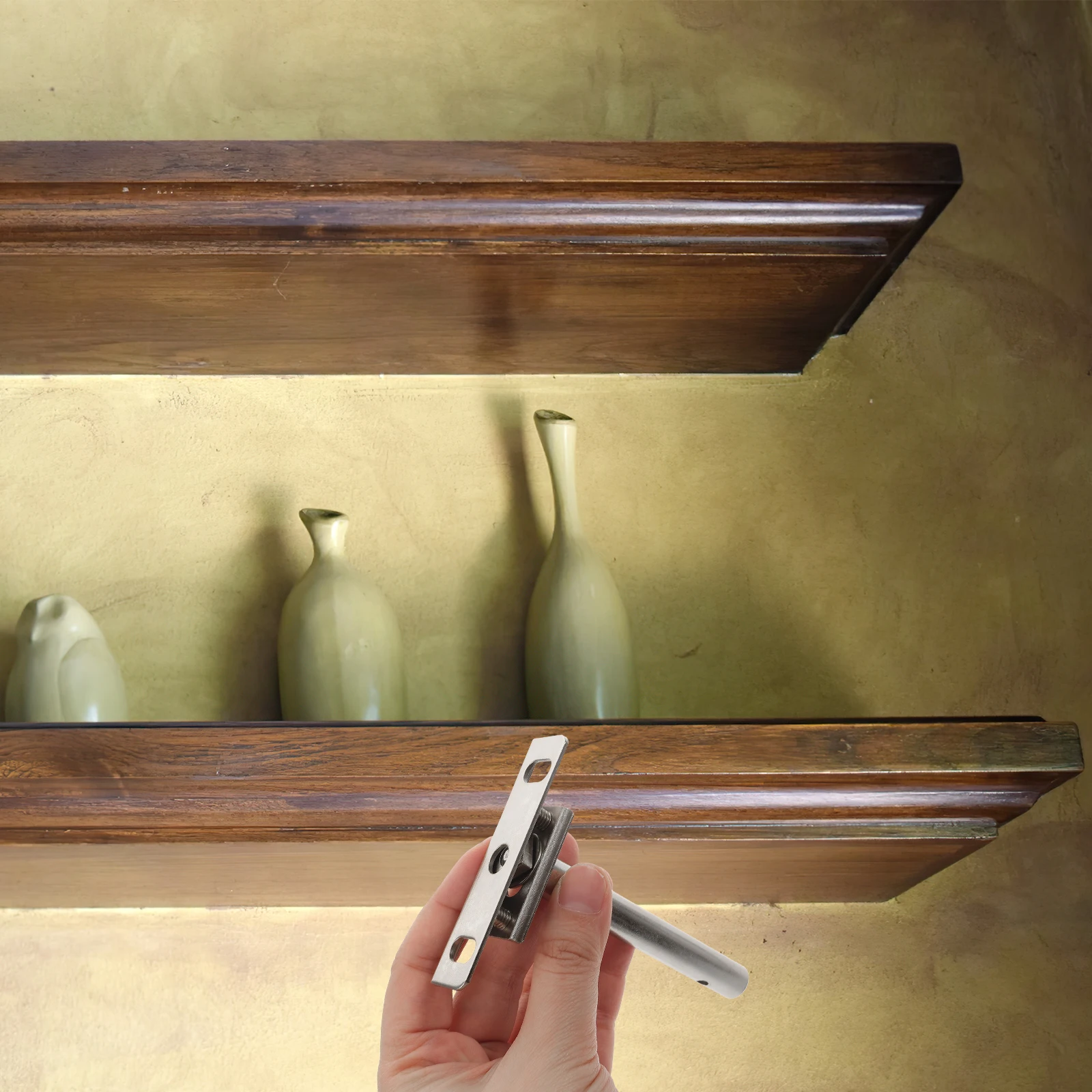 

4Pcs Hidden Floating Shelf Brackets Cold Rolled Steel Heavy Duty Shelf Supports for Wood Shelves Bedroom Bathroom Dining Room