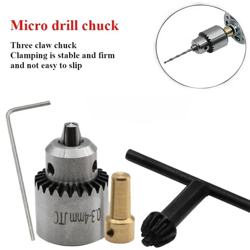 

Micro Motor Drill Chuck Clamping Range 0.3-3.17-4mm Jto Electric Shaft Tools Multimeter Taper with Key Brass/5mm Steel Mini