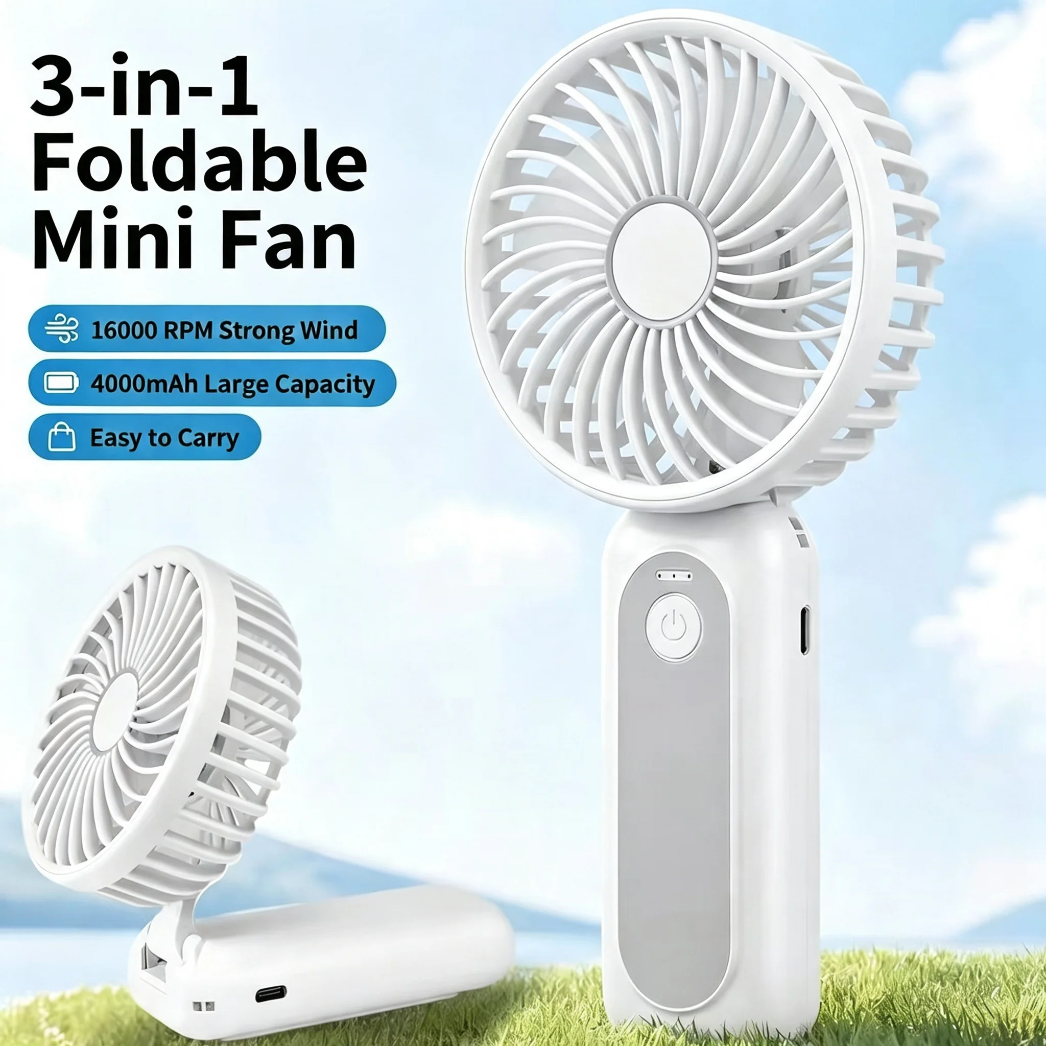 M2 High Speed Powerful Portable Fan 1503 Model Aircraft Brushless Motor 7 Speed Control 4000mAh Long Lasting Detachable Battery
