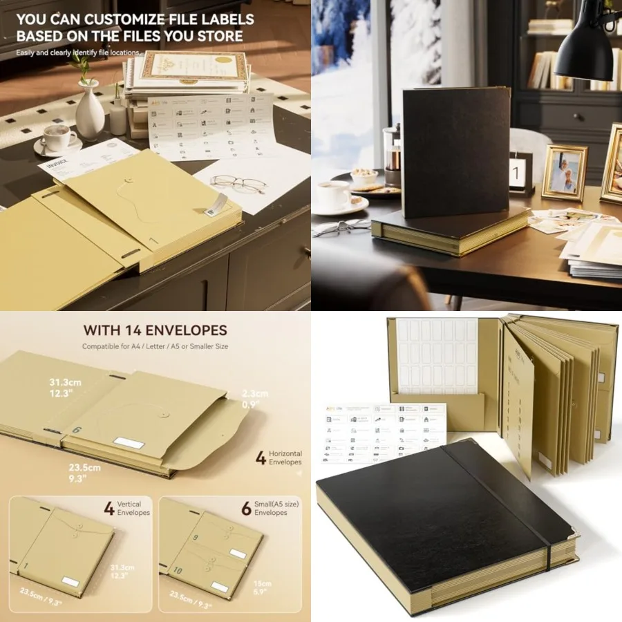 

Document Organizer, Expanding File for Important Papers, Passports, Birth Certificates, Passports, Photos and Letters, Spine-Fr