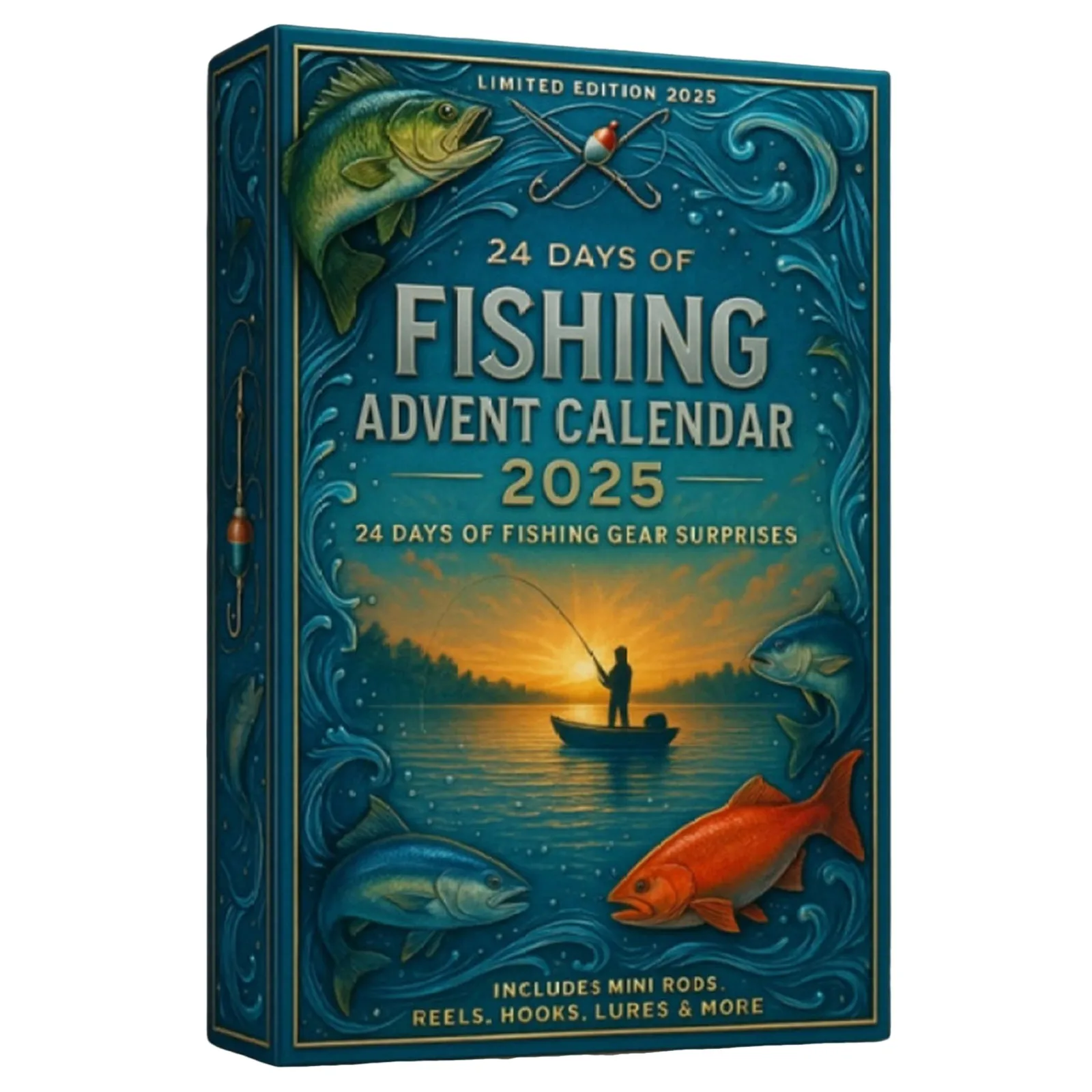 Minuterie de minutes sable 2020, calendrier de l'avent pour la pêche, pour hommes, adultes, pêcheurs, adolescents et 25 jours de compte à rebours de noël, chocolat