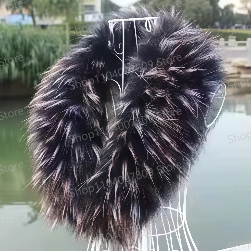 Faux Fox Fur Collar Scarf Thick Imitation Fur Shawl Collar Wrap Neck Winter Neck Warmer Scarf Down Jackets Hood Fur Decoration - Image 3