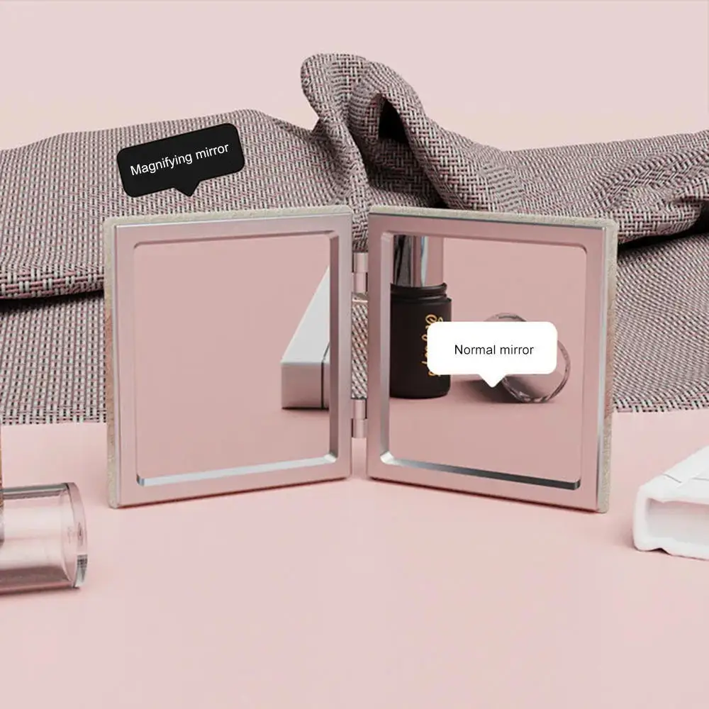 Cute Portable Makeup Mirror Rose Flower Mini Square Double-Sided Mirror Folding High-Definition Handheld Mirror Gifts For Girl