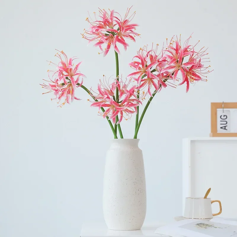 67cm Champagne Red Spider Lily Branch Silk Simulation Flowers Shopping Mall Decoration Artificial Red Spider Lilies Fake Flower