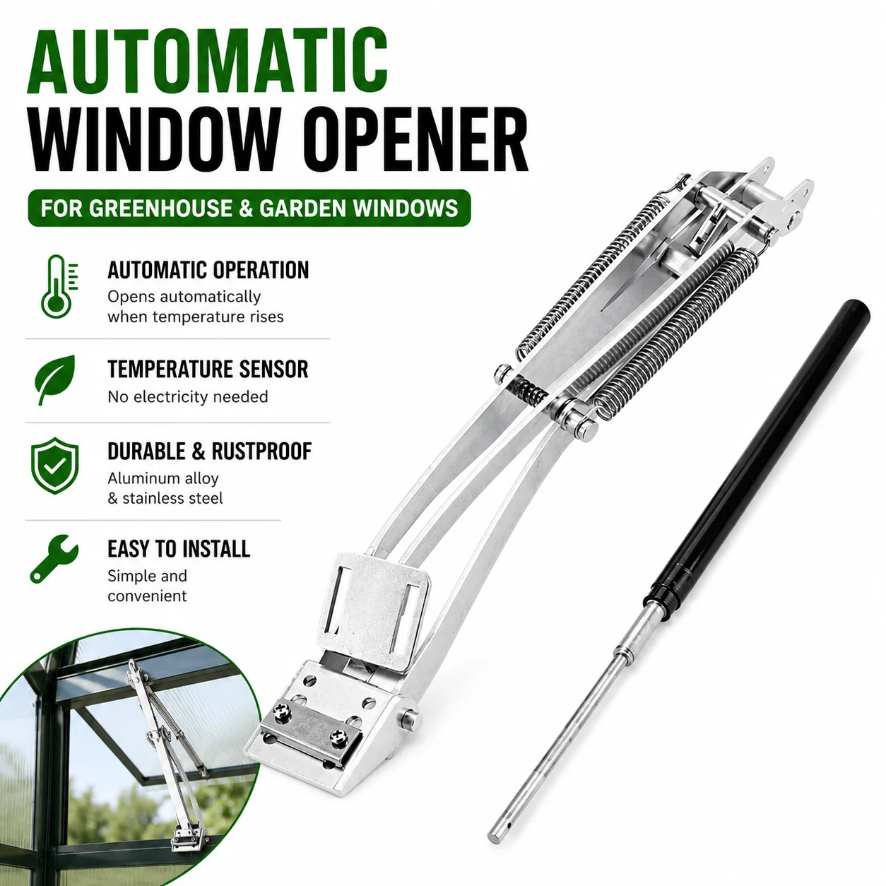 Outdoor Camping Indoor Green House Window Opener Garden Greenhouse Automatic Window Vent Opener Temperature Sensor Open Tools