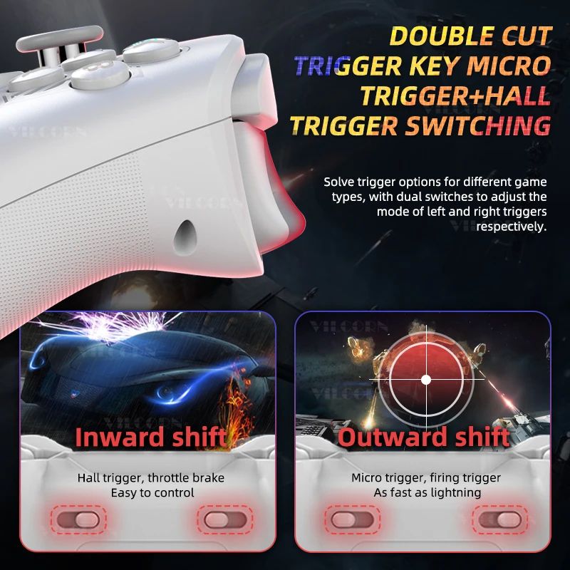 PC Game Controller FPS Gamepad with 800Hz Wired Return Rate For Android/ IOS/Switch With Hall Trigger Joystick