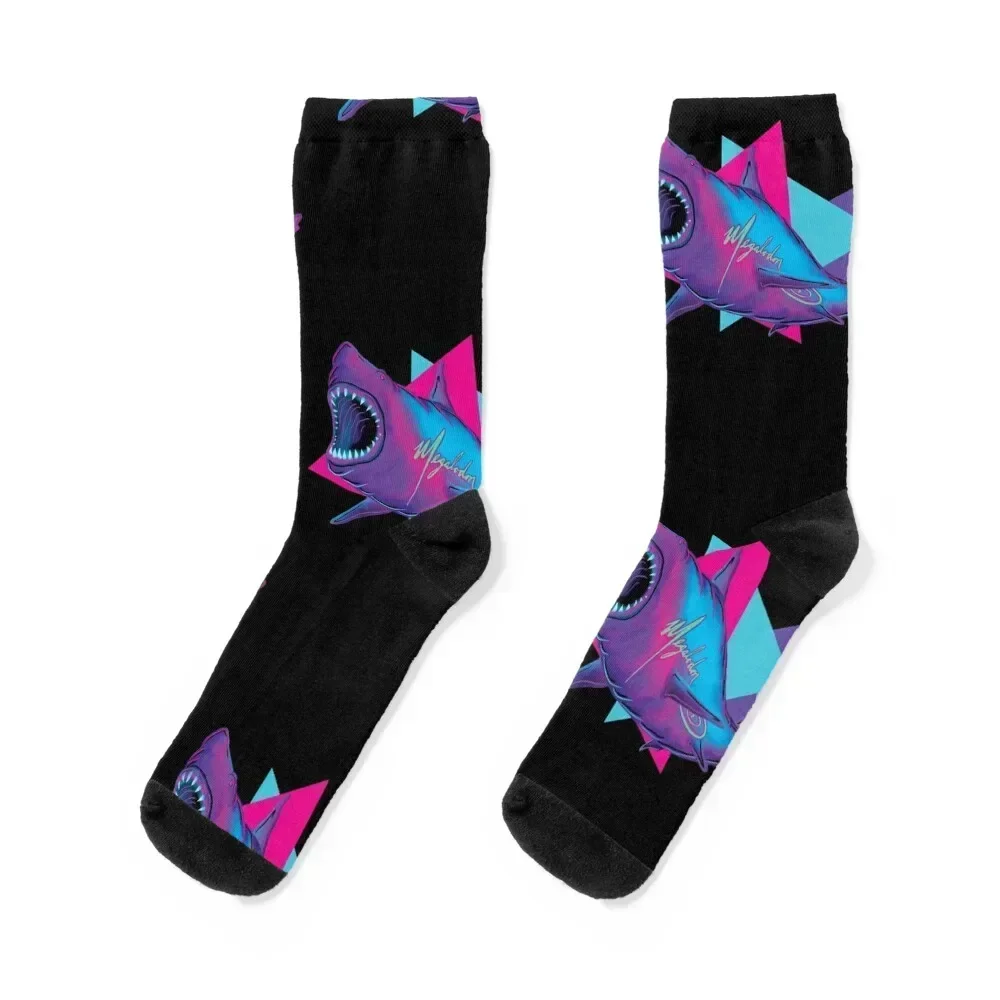 

Megalodon Shark Retrowave Socks crazy floral with print Sports Designer Man Socks Women's