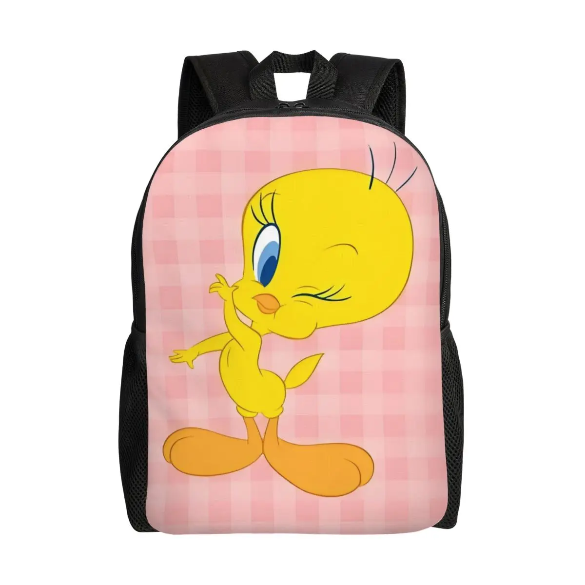 

Custom Tweety Pink Grid Backpacks for Men Women College School Students Bookbag Fits 15 Inch Laptop Looney Tunes Bags