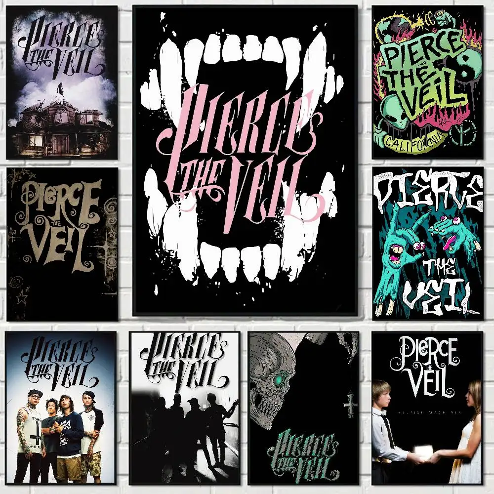 Rock Band Pierce The Veil Anime Poster Wall Art For Home Bar Cafe Movie Theater Decor DIY Vintage Print For Un