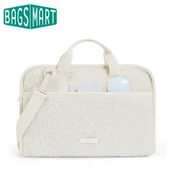 BAGSMART Funda para portátil de 15-16 pulgadas, bolsa protectora ligera de piel de oveja para ordenador portátil con correa para el hombro, cómoda funda para ordenador