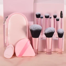 10 rosa Mini Make-up Pinsel 1 Samt Puff 2 Fingers pitze Mini Puder Puff-Travel tragbares Make-up Kit