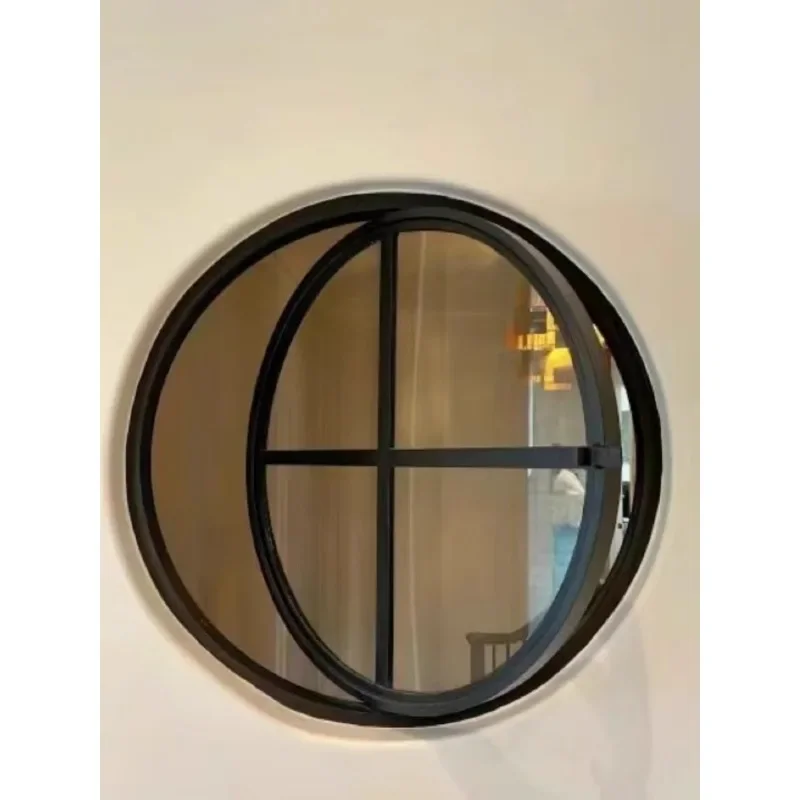 Customized central axis rotating indoor peep-proof round glass loft landscape moon window