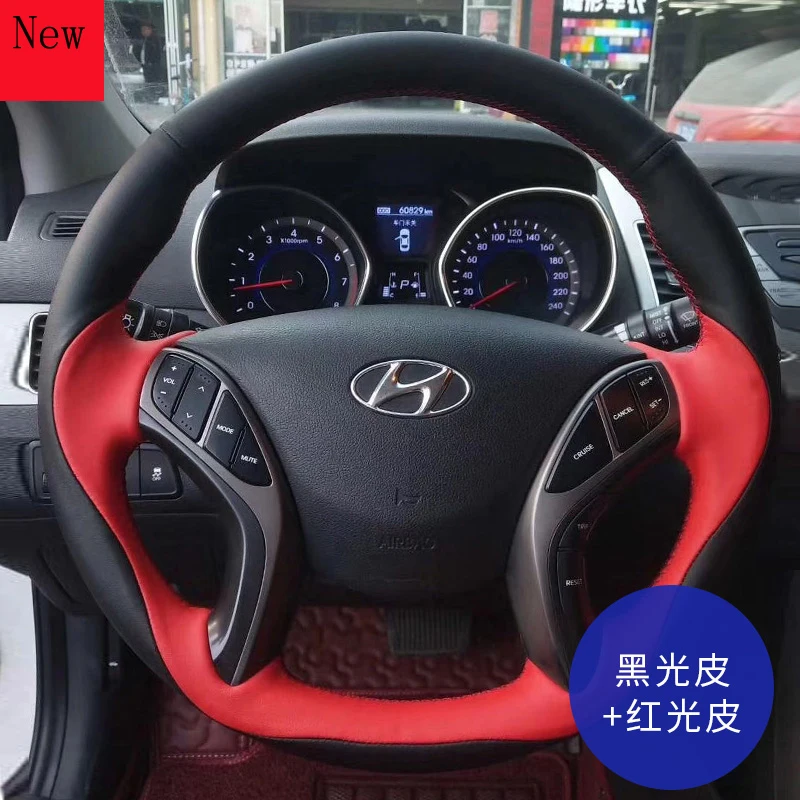 New Hand-stitched Leather Suede Car Steering Wheel Cover for Hyundai ELANTRA LAFESTA MISTRA Ix35 TUCSON Verna CELESTA Ix25