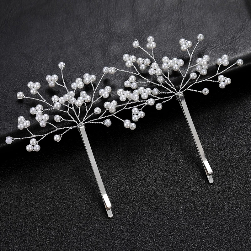 2Pcs/Set Silver Gold Color Hairpin Bridal Wedding Pearl Hair Clip For Women Clip Elegant Hairpin Bride Hair Accessories