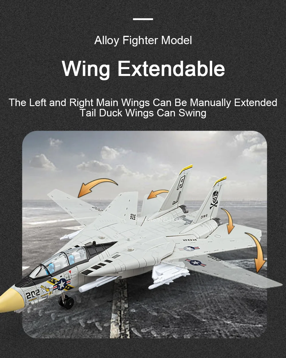 1:32 A-10 Thunderbolt II F-14 Fighter Model Toy Foldable Wheels Metal Body Airplane Sound Light Models Gifts for Children