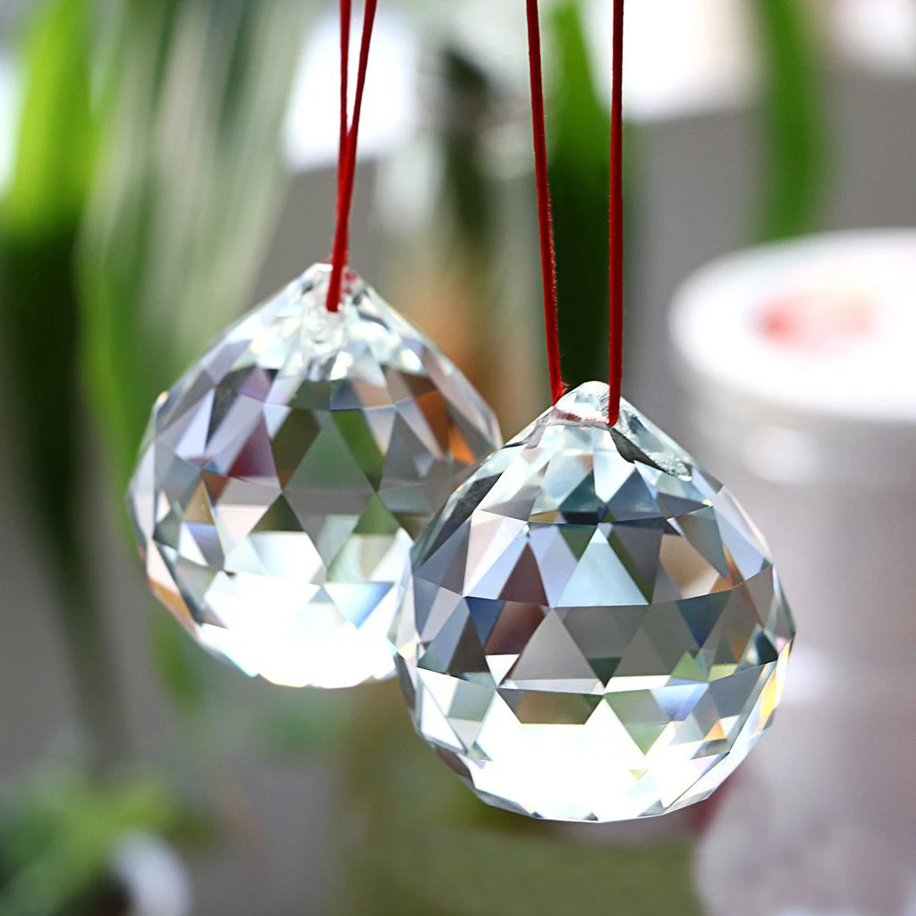 15/20/30mm K9 Clear Crystal Faceted Ball Feng Shui Pendant Lamp Prism Chandelier Pats Sun Catcher Home Wedding Party Decoration