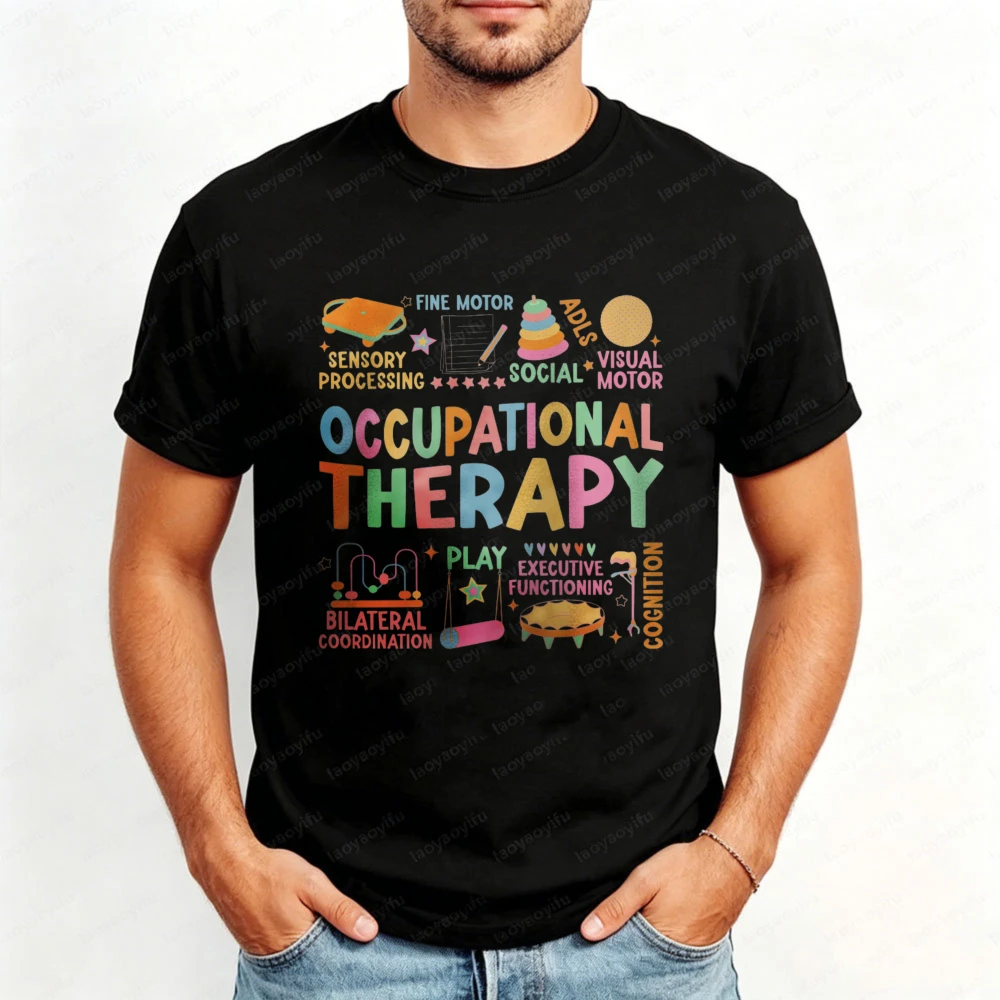 Occupational Therapy Tshirt Big Pastel Bubble OT Skill Word Sensory Play Toy Graphic Cotton Tee Pediatric Therapist Casual Tops