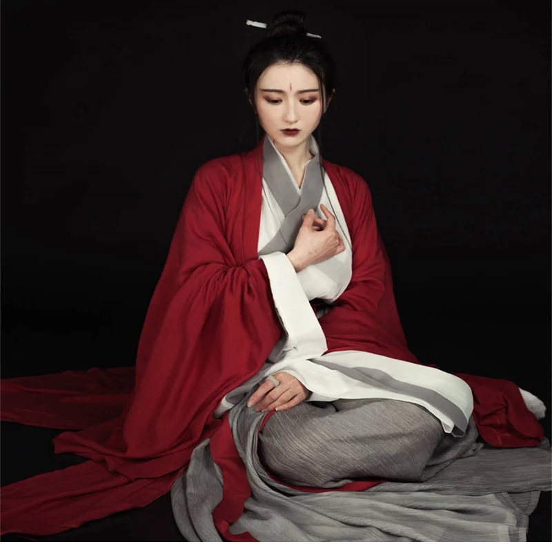 Xiake Ancient Clothes Xiake Big Red Hanfu Men\'s And Women\'s Scholar Style Immortal And Elegant Ancient Style Xiake Cosplay