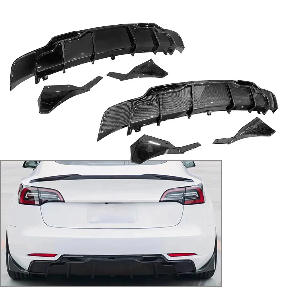 Car Rear Bumper Lip Diffuser Lip Side Corner Cover Splitter Guard Plate For Tesla Model 3 2017 2018 2019 2020 2021 2022 2023