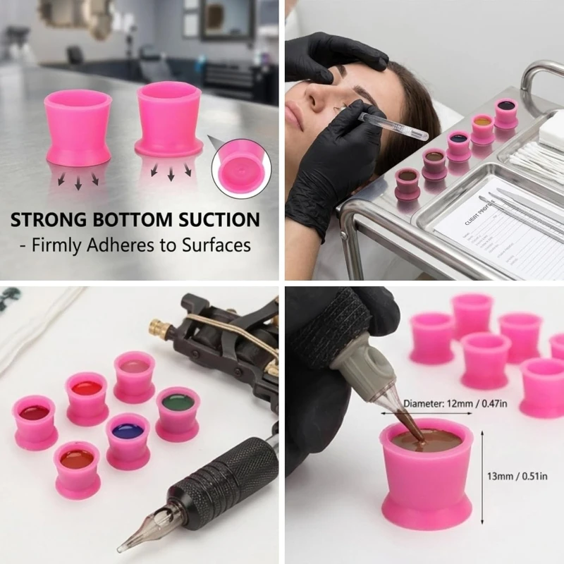 300pcs Silicone Tattoo Ink Cups, Disposable Ink Cups, Tattoo Accessories, Small Ink Containers for Tattoo Makeup