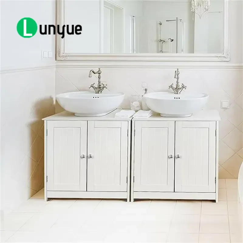 Modern Solid Wood MDF Bathroom Vanity Lacquer Finish Container Sink Top Durable Storage Cabinet for Home Hotel Renovation