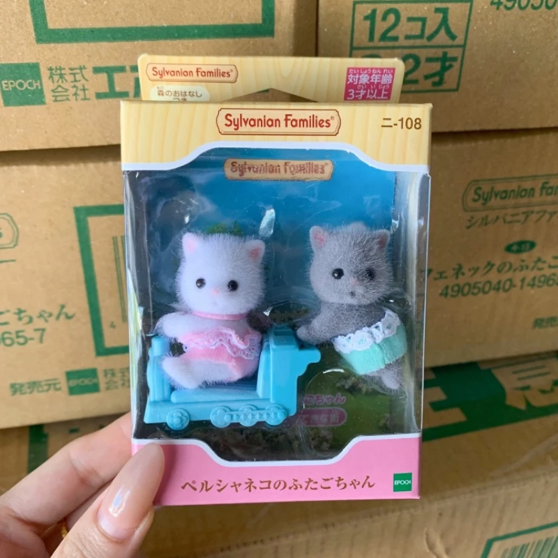 Original Sylvanian Families Cute Persian Cat Family Doll Series Triplet Station Treasure Duel Doll Gift Toy For Birthday Present