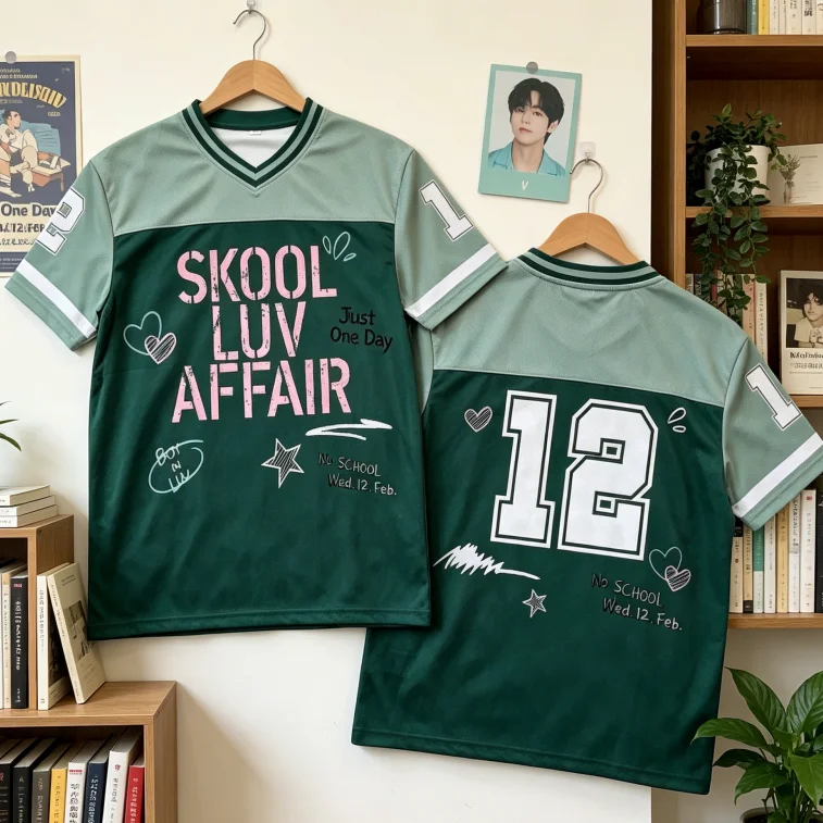111026 Camiseta de fútbol Kpop Group Skool Luv Affair para niños y familia, de malla transpirable, manga corta, estilo casual urbano, camiseta Kpop