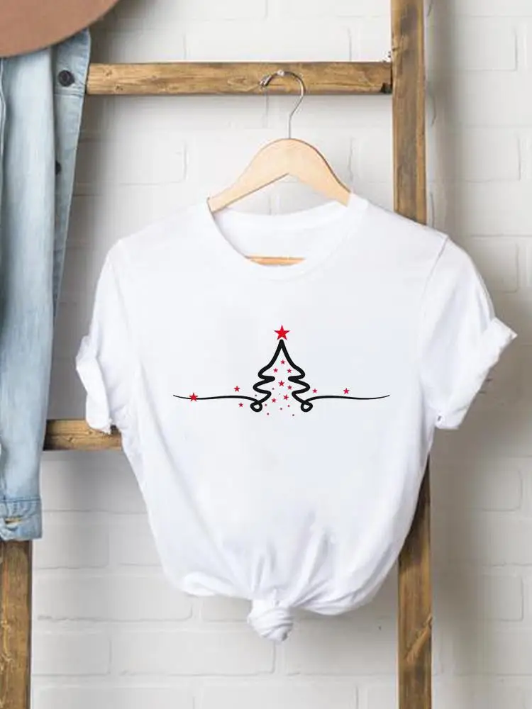 

Зимняя елка в стиле любви, Рождество, Новый год, женская одежда, модная футболка с круглым вырезом и графическим принтом, женская повседневная женская рубашка, футболка