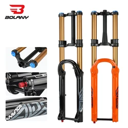 BOLANY Downhill Double Crown MTB Air Fork 36mm Tube 180mm Travel Air Oil Suspension Bike Fork 29 Damping Rebound Adjustable Fork