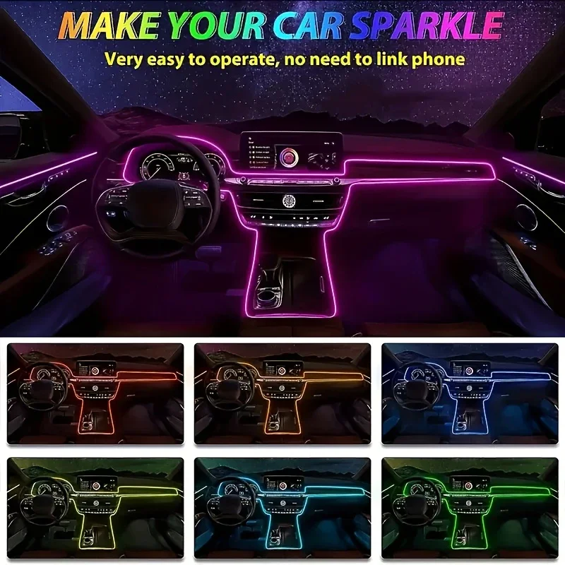 Automotive ambient light wiring free USB car interior LED car ambient light strip, cold light modified decorative light strip