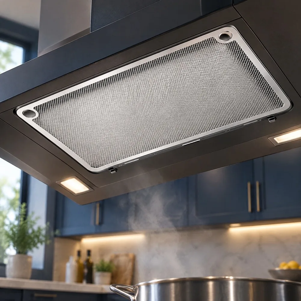 Replacement Range Hood Oil Filter Screen,Mesh For Effective Grease Capture=, Easy=Clean Detachable Kitchen Accessory 42cm