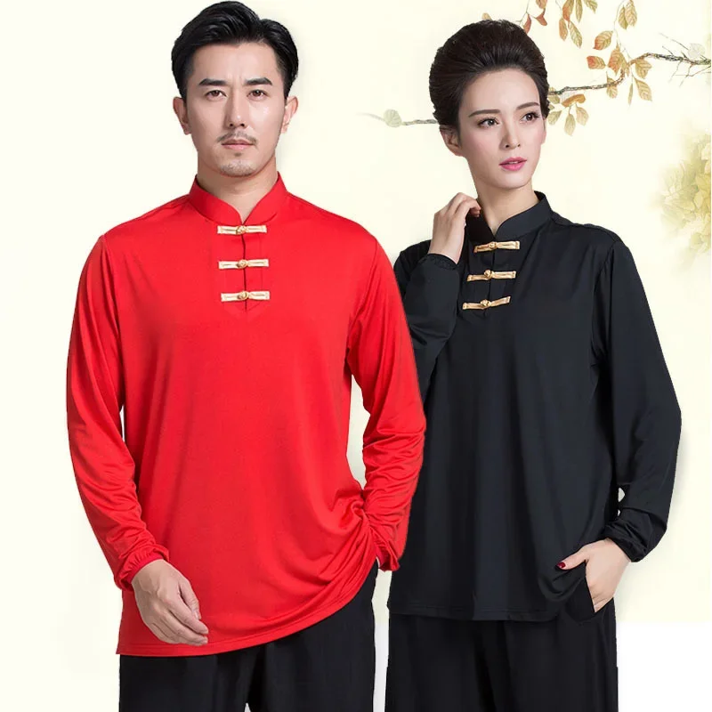 Martial Art  T-shirt  Tai Chi Clothes Kung Fu Set Wushu Clothing For Woman Wudang Coat Man Training Clothes Long Short  Sleeves