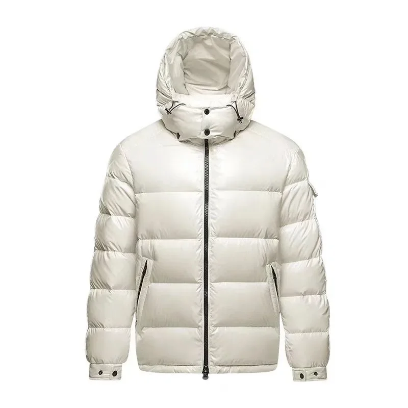 UETEEY New Winter Shiny Puffer Jacket Men Hooded Casual White Duck Down Coats High Quality Male Outdoor Windproof Warm Jackets