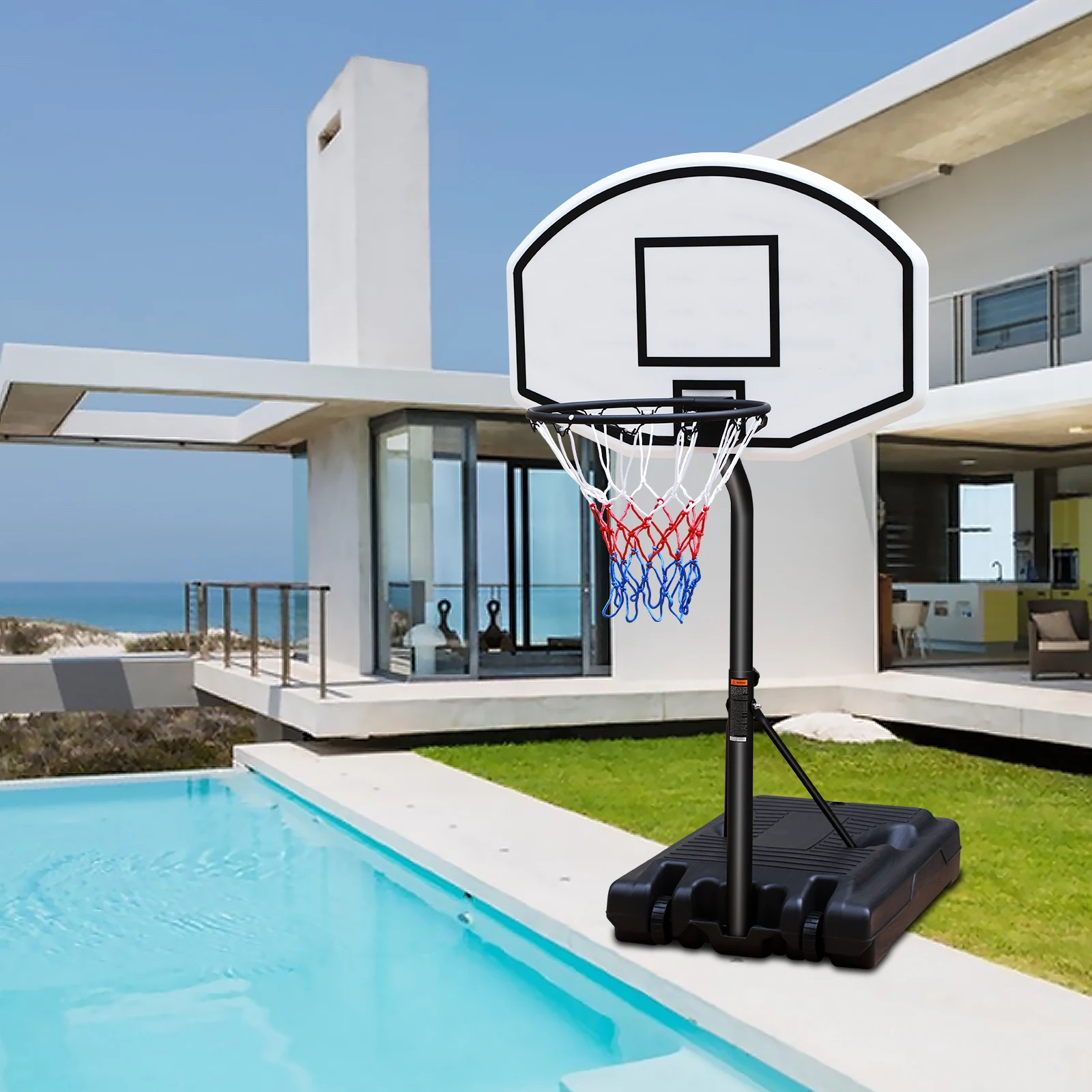 Portable Poolside Basketball Hoop System Basketball Hoop for Pool Height Adjustable 3.1ft-4.7ft with 36