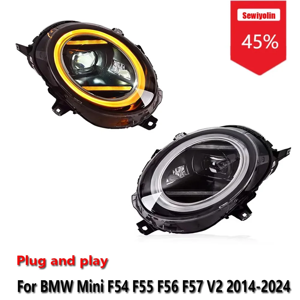 

Автомобильные светодиодные фары Sewiyolin в сборе для BMW Mini F54 F55 F56 F57 V2 2014-2024, противотуманные фары DRL, стоп-сигналы поворота Plug and Play
