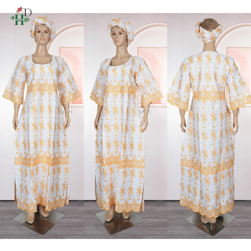 Robe traditionnelle africaine pour femmes, tenue Bazin Riche blanche brodée en or, Robe de soirée Bubu, Boubou d'église Djellaba, nouvelle collection