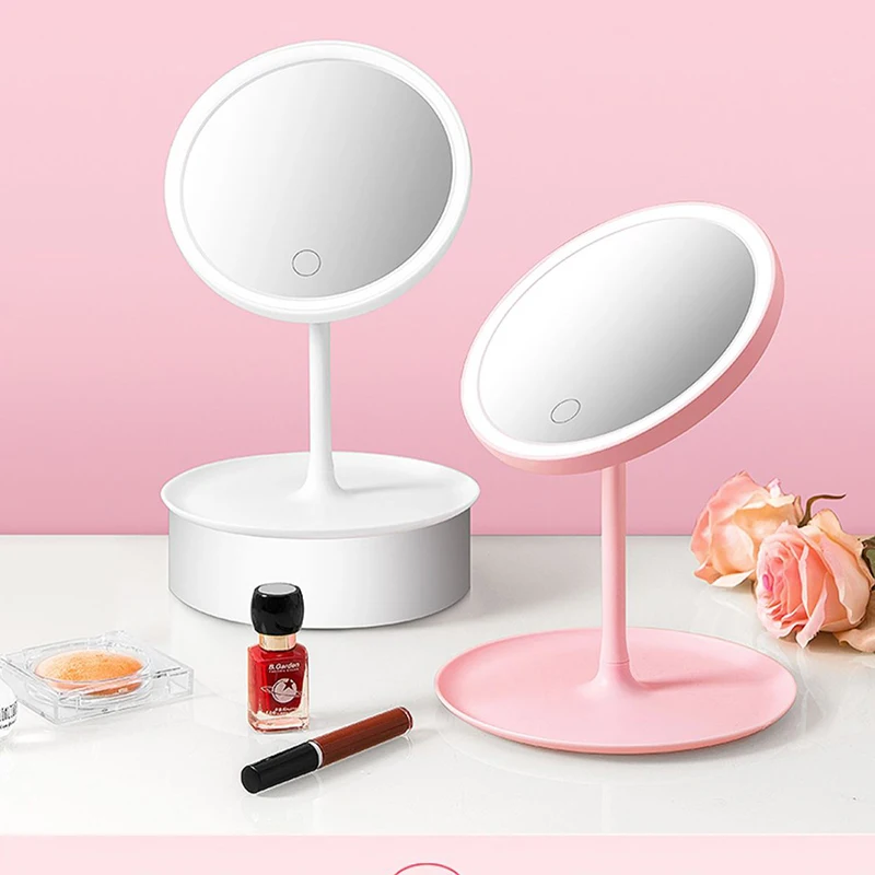 LED Light Vanity Lights Touchable Dimming Three Color Light USB Rechargeable With Light Mirrors Beauty Brightening Makeup Mirror