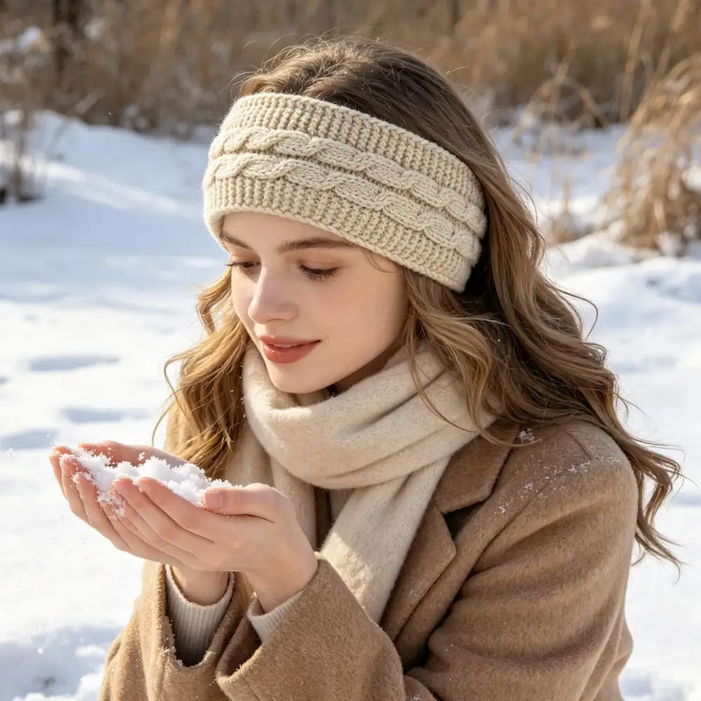 Lightweight Commute Headband Winter Headbands for Women Thick Knitted Ear Warmers Fleece Lined Hairbands for Weather Outdoor