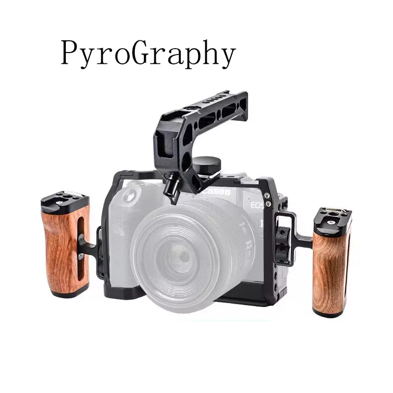 

PyroGraphy EOSRP Cage Kit Handheld Shooting Kit with Full Cage Arri Locating Top Handle Wooden Side Handle Grip for Canon EOS RP