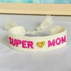 MELHOR MÃE Pulseiras bordadas Pulseira ajustável presente para super mãe