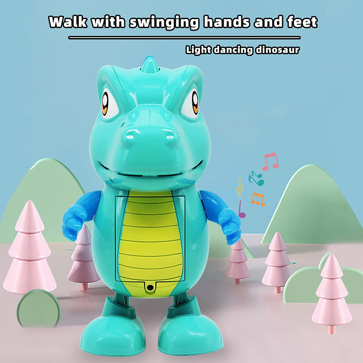 Electric Dancing Dinosaur Simulation Model, Lighting, Music, Children's Puzzle Doll, Comes with Battery