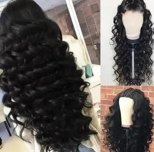 Lace Front Wig for Women Ombre Black Parted Long Deep Wavy Hair Afro Wig Human Hair Lace Frontal Wigs