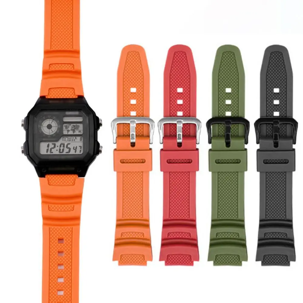 Sports Silicone Strap Men Women Pin Buckle Silicone Watch WristBand Soft Watchband for Casio AE-1200WH AQ-S810W MRW-200H