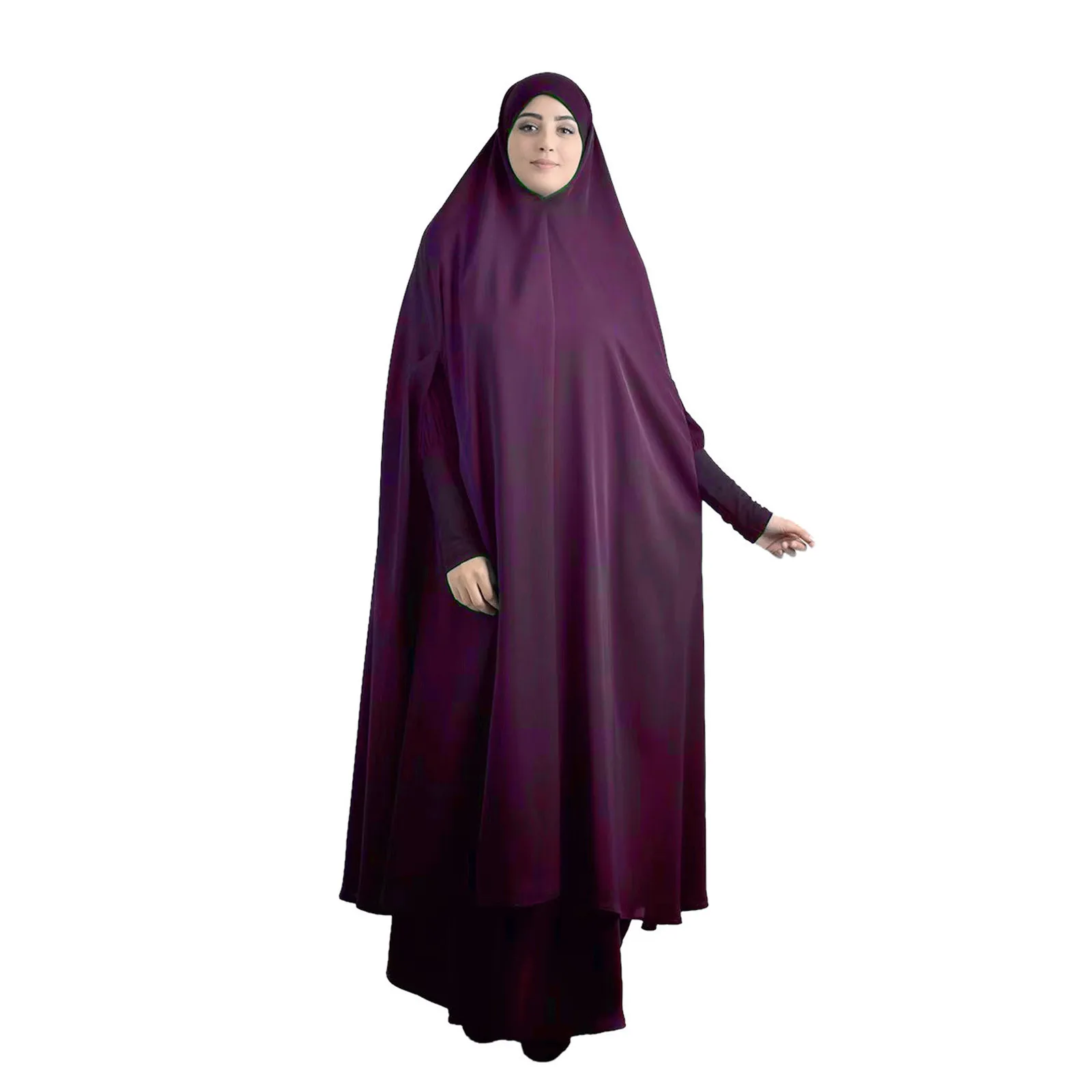 

Muslim Abaya Hooded Smocking Sleeve One-piece Prayer Dress Women Islamic Clothing Dubai Saudi Black Robe Turkish Modesty