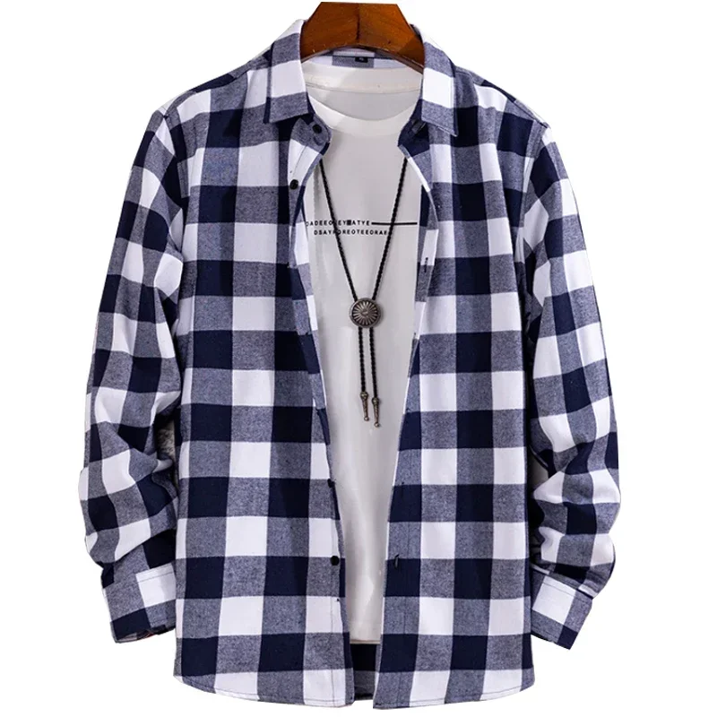 

High quality cotton spring and autumn new business casual men's long sleeved shirt plaid fashion slim fitting and non ironing