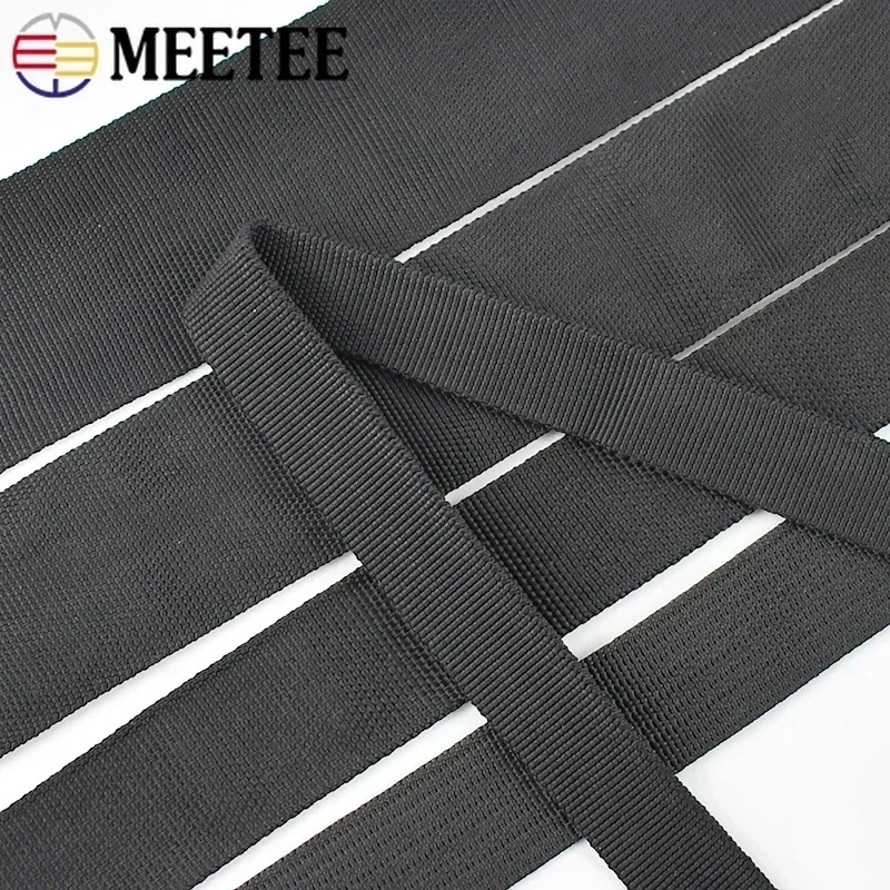 2-10M 20-50mm 중공 나일론 웨빙 튜블러 스트랩 가방 의류 장식 리본 블랙 밴드 DIY 백팩 벨트 재료 썸네일 6