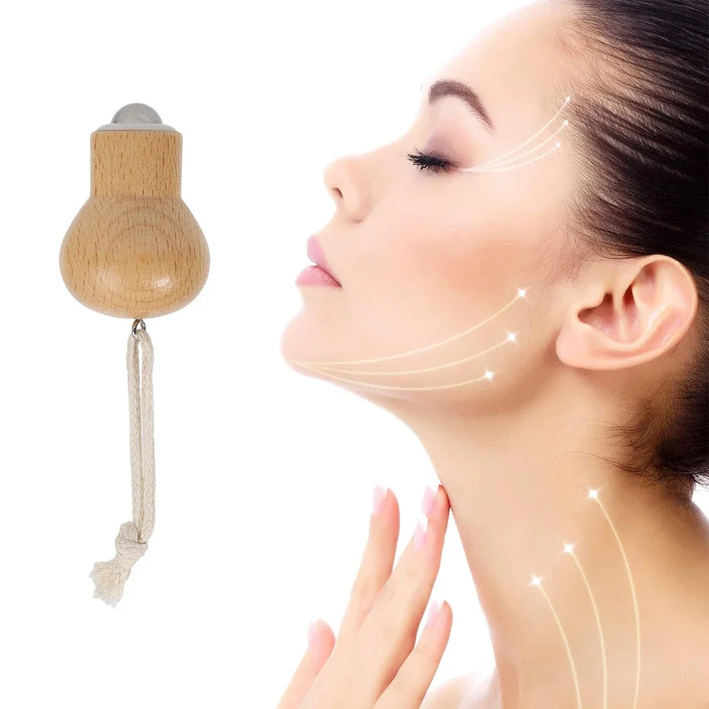 Portable Face Mini Massager Wooden Roller Massager for Face Hand Leg Head Neck Back Waist Massage Wheel Stick for Men Women